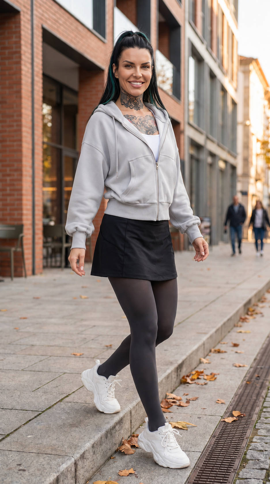 The grey zip hoodie