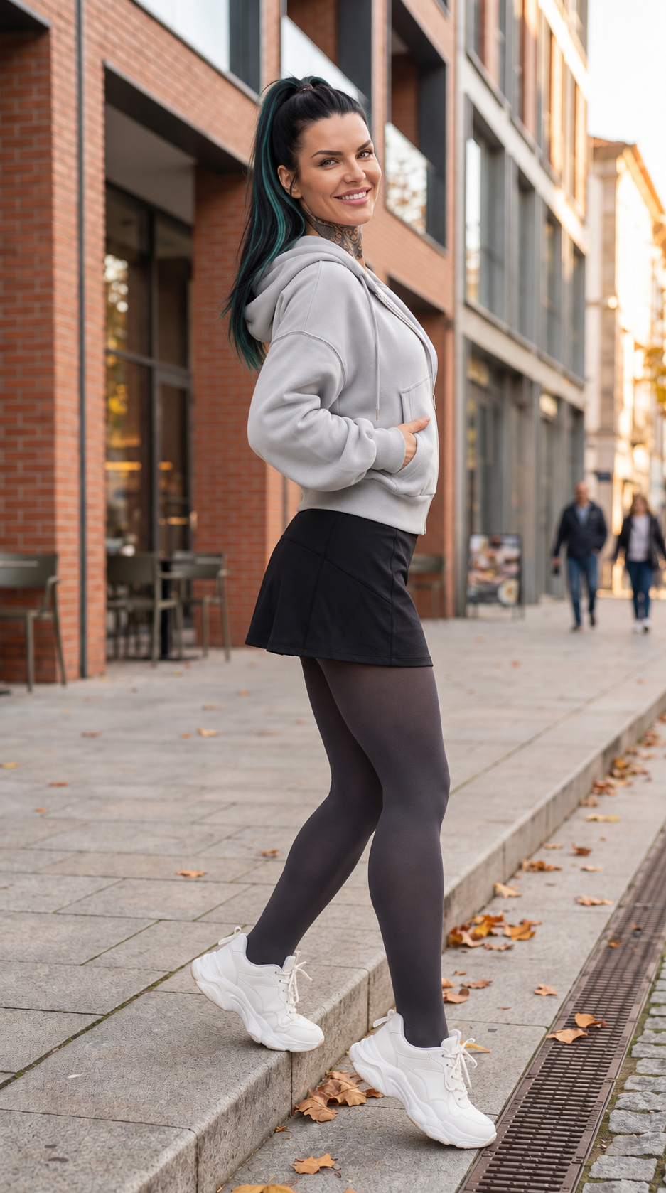 The grey zip hoodie